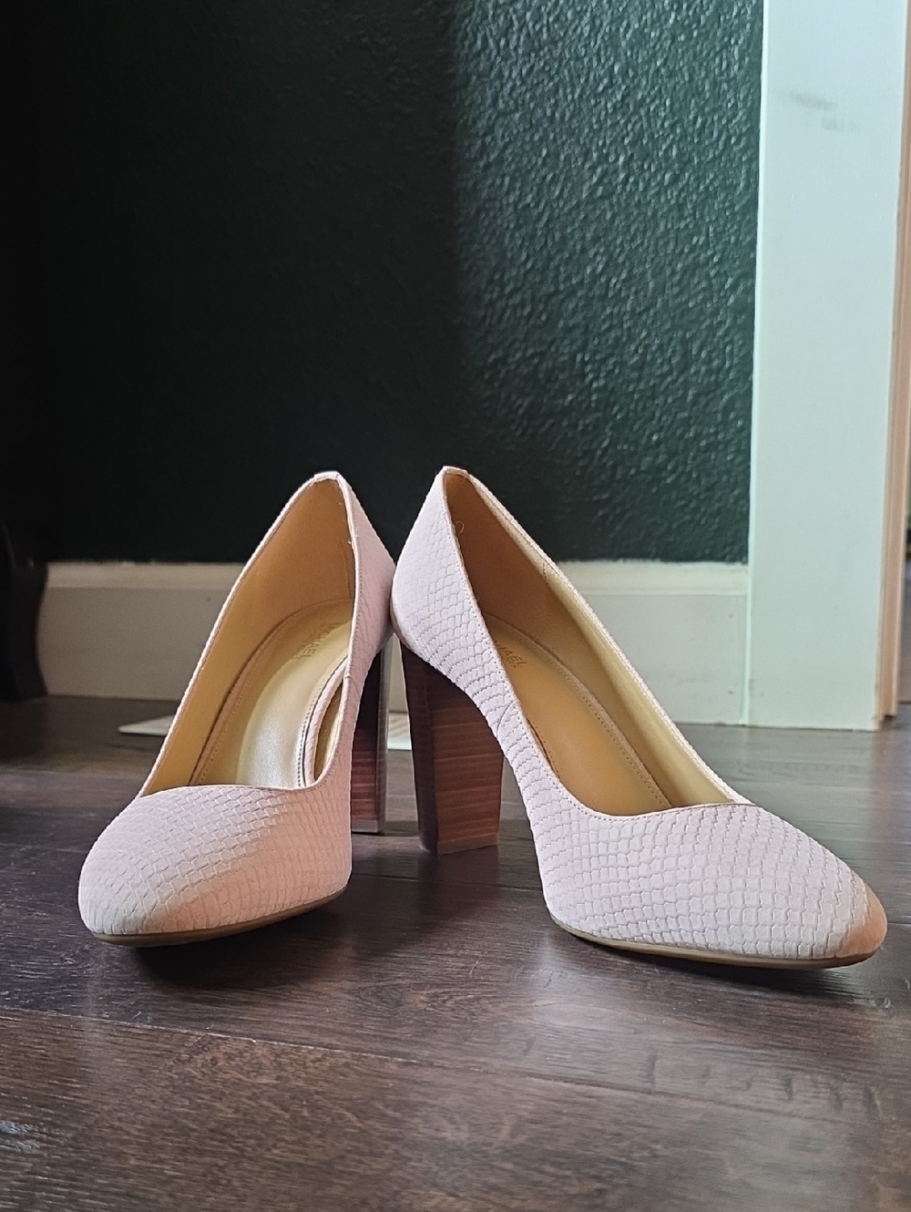 Michael Kors Women's Light Pink Block Heel Pumps
